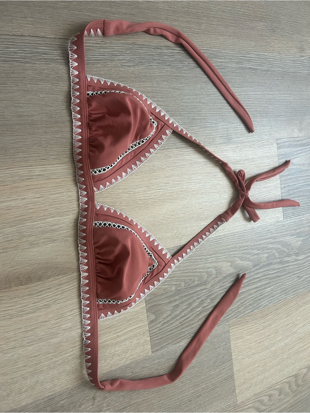 Xhilaration Rust Triangle Bikini Top with White Trim
